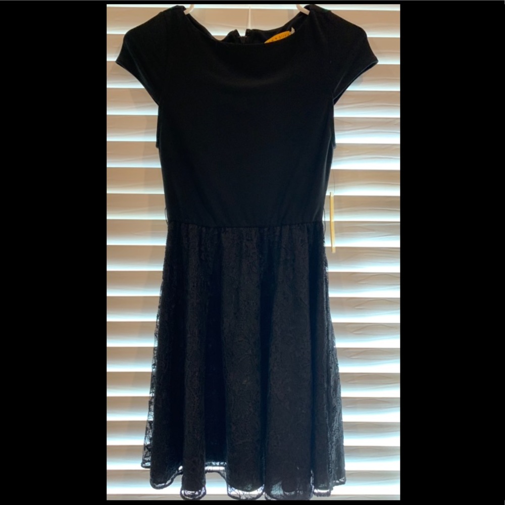 Black Alice + Olivia dress with lace skirt